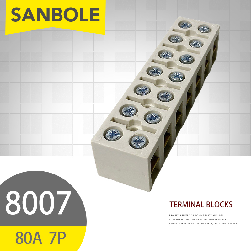 Screw Terminal Block - 10 Buah 80A/7P Terminal Blok Tipe