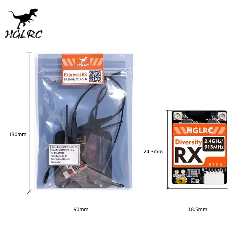 HGLRC Penerima Dualband RX Exp - Antenna 2.4Ghz ulasan dan harga